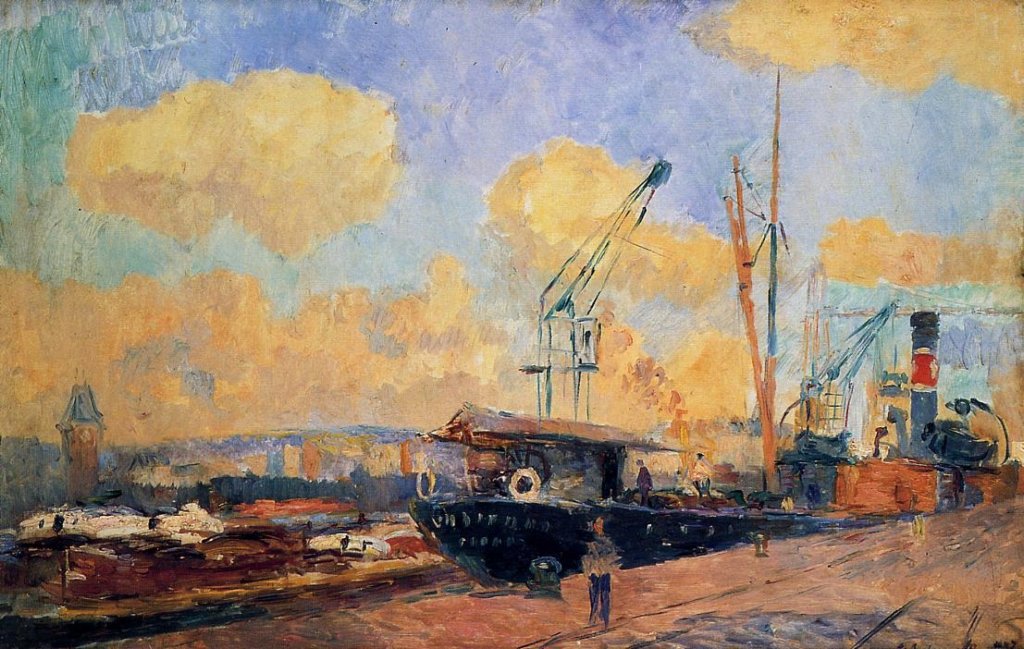 steamersandbargesintheportofrouensunset.jpg